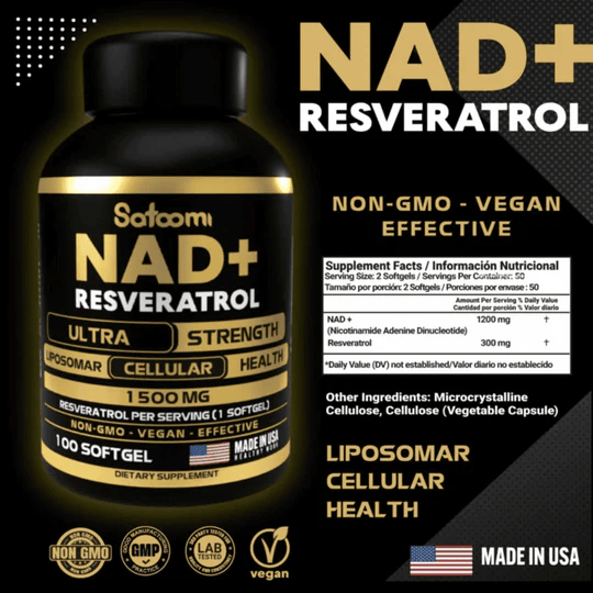 NAD SATOOMI + RESVERATROL | 🔥 El secreto de la juventud, en una cápsula 💊