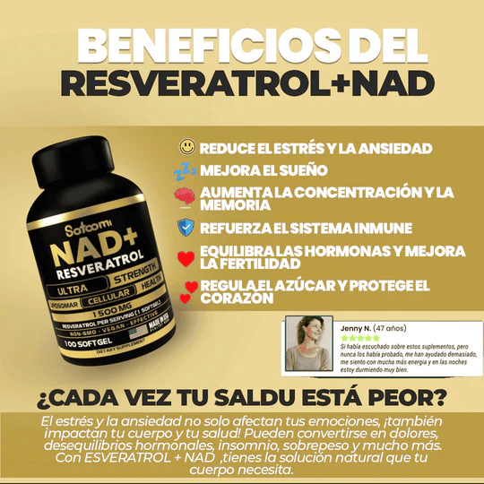 NAD SATOOMI + RESVERATROL | 🔥 El secreto de la juventud, en una cápsula 💊